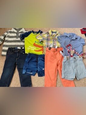 18 Months Toddler Mix & Match Outfit Bundle - Orange, Blue, Striped Pieces